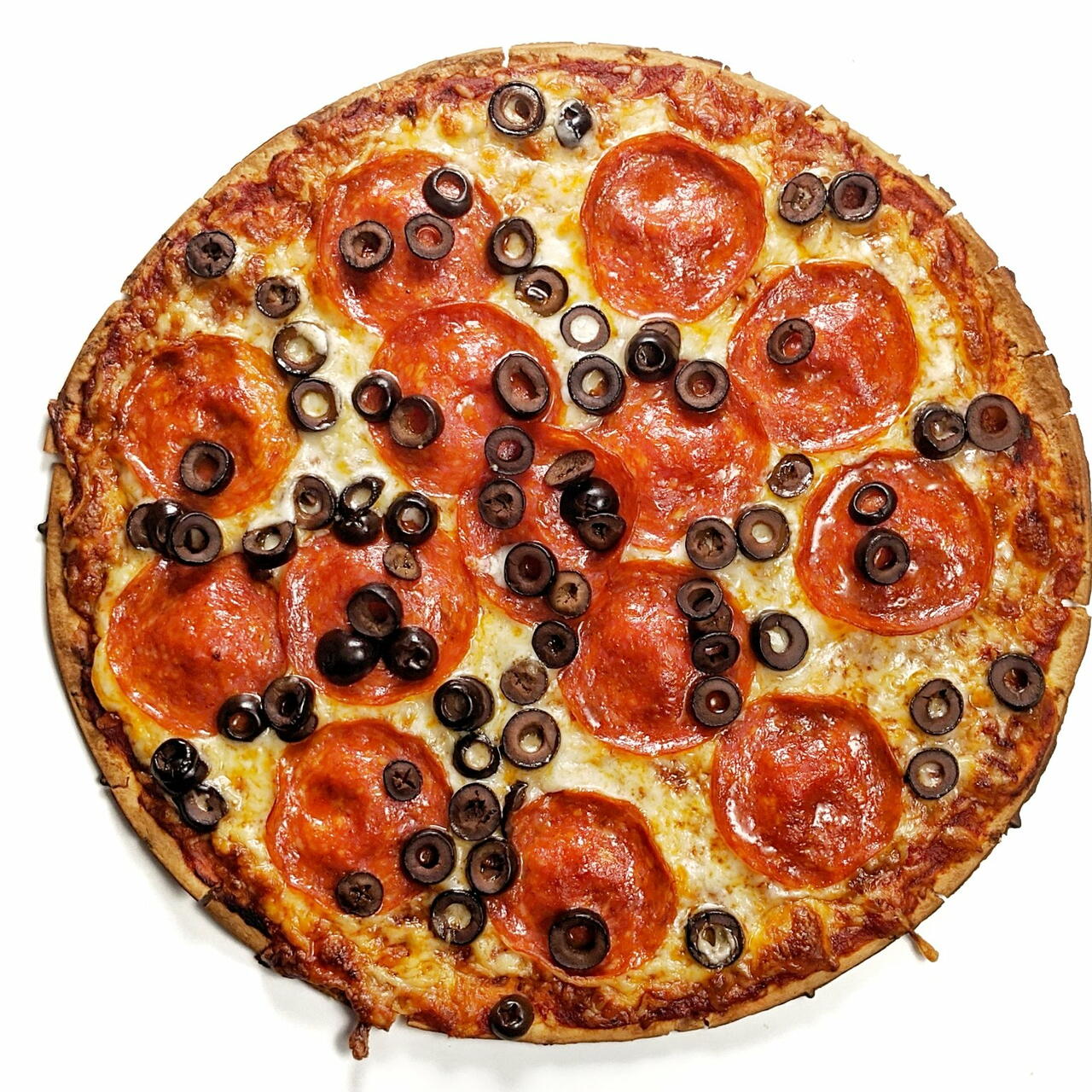 Pizza with Black Olives and Pepperoni