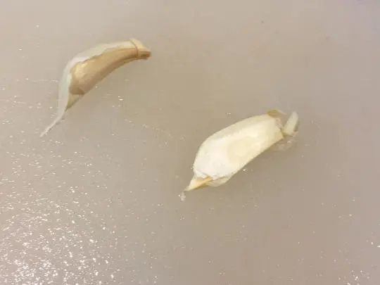 Peel, crush, and chop the garlic.